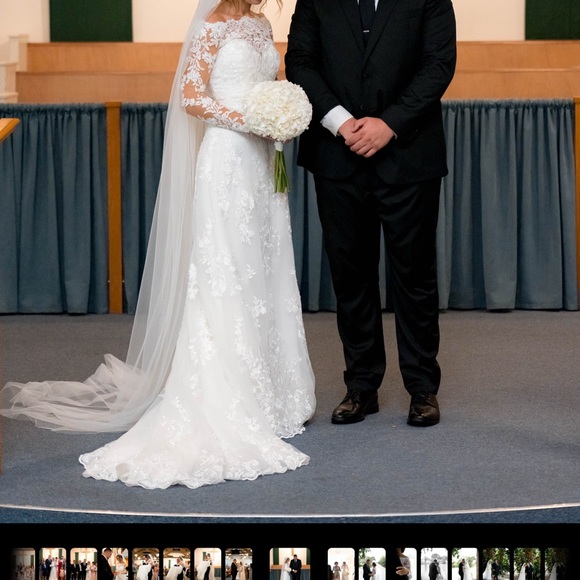 Elegant Lace White Wedding Dress - Picture 7 of 8
